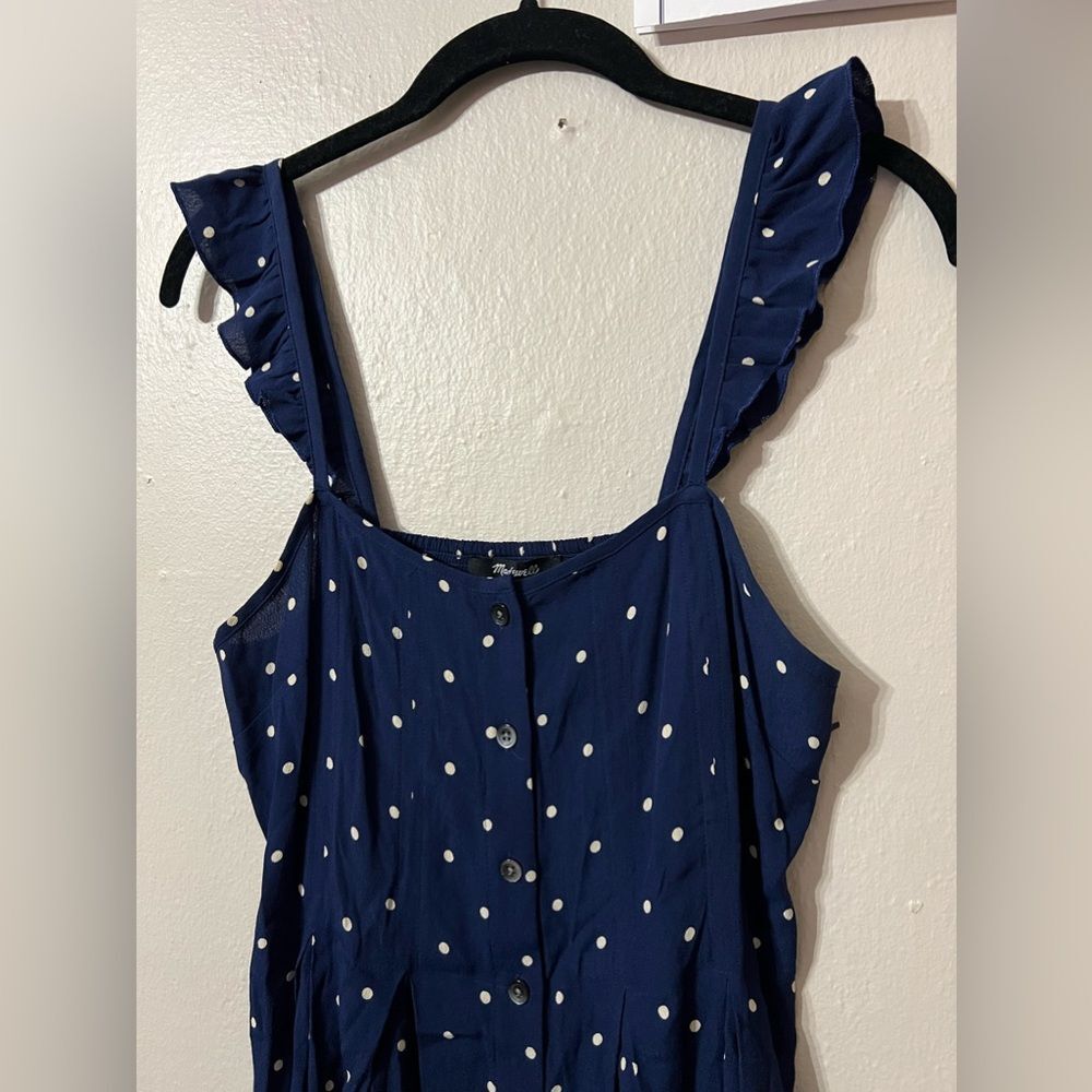 Madewell Ruffle Strap Button Down Polka Dot Dress… - image 5